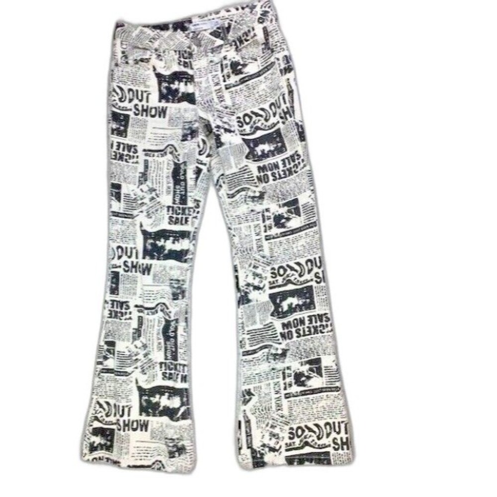 Garage Denim Size 25 Womens Jeans Low Rise Flare Black White Print